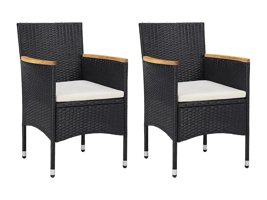 Mobilier à dîner de jardin et coussins 3 pièces Résine tressée Noir