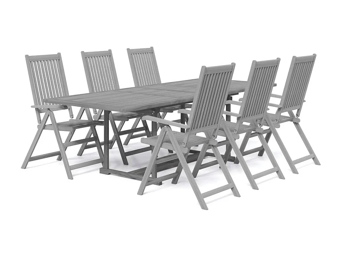 Juego de comedor para jardín 7 piezas madera maciza acacia