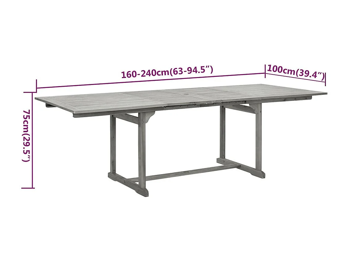 Juego de comedor para jardín 7 piezas madera maciza acacia