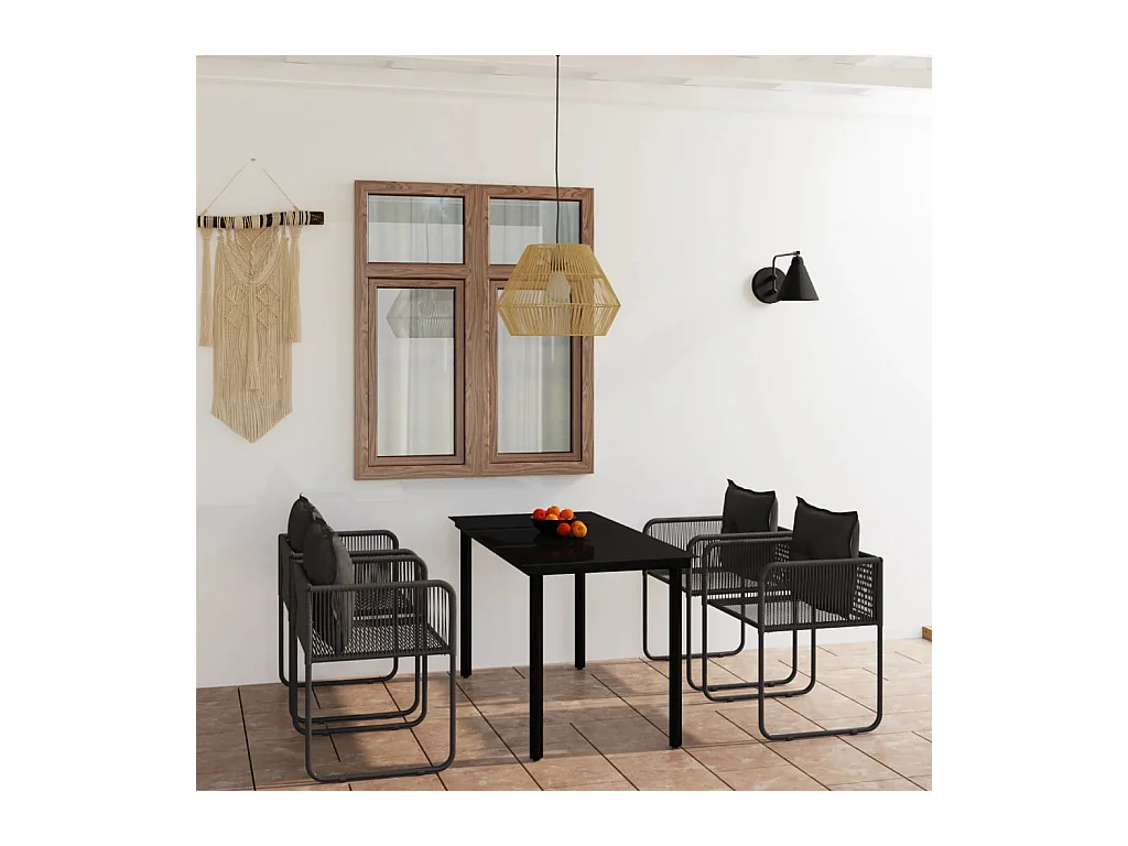 Ensemble de salle à manger de jardin 5 pièces Noir