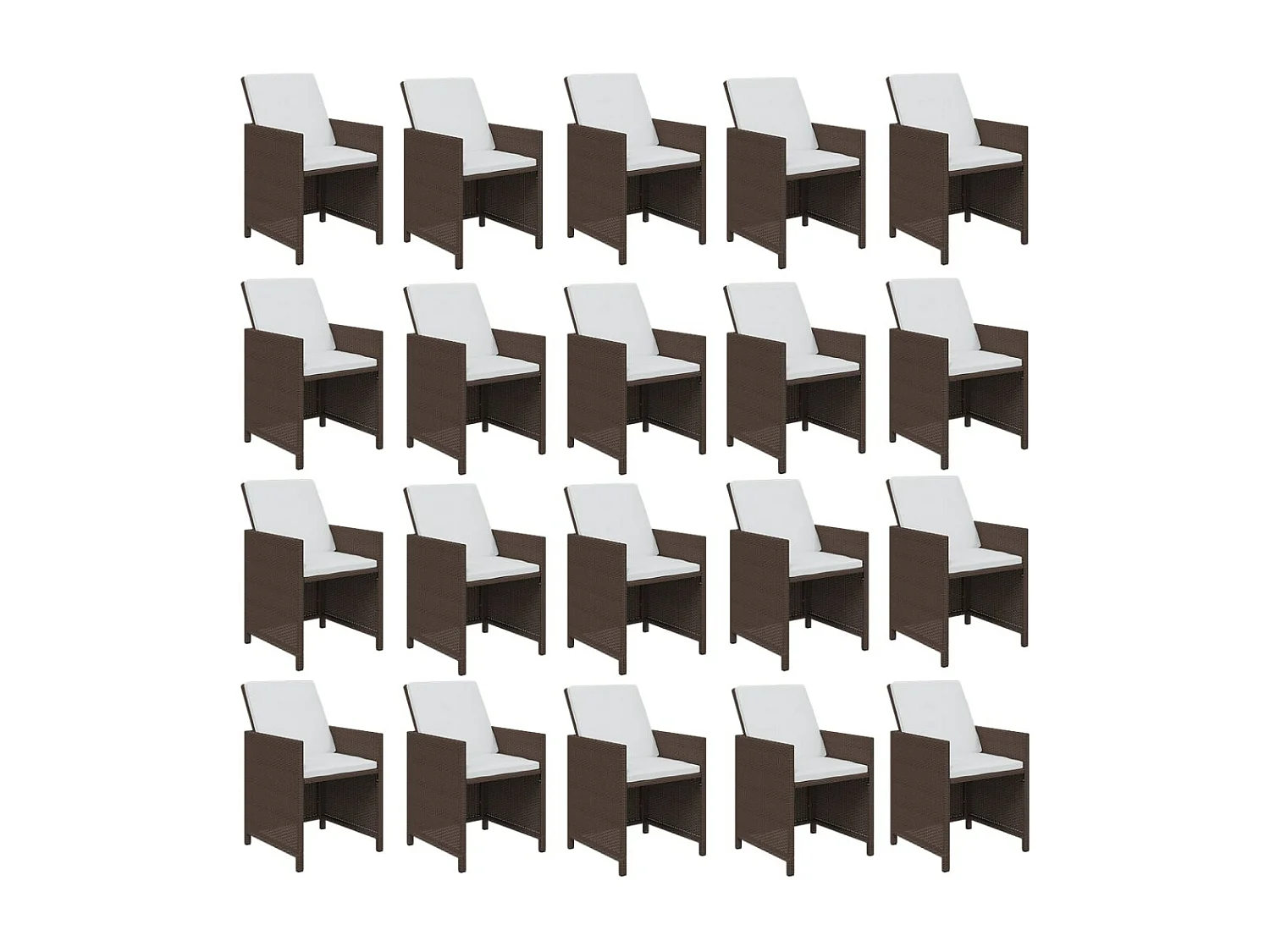 Ensemble à dîner de jardin coussins 21pièces Marron Résine tressée