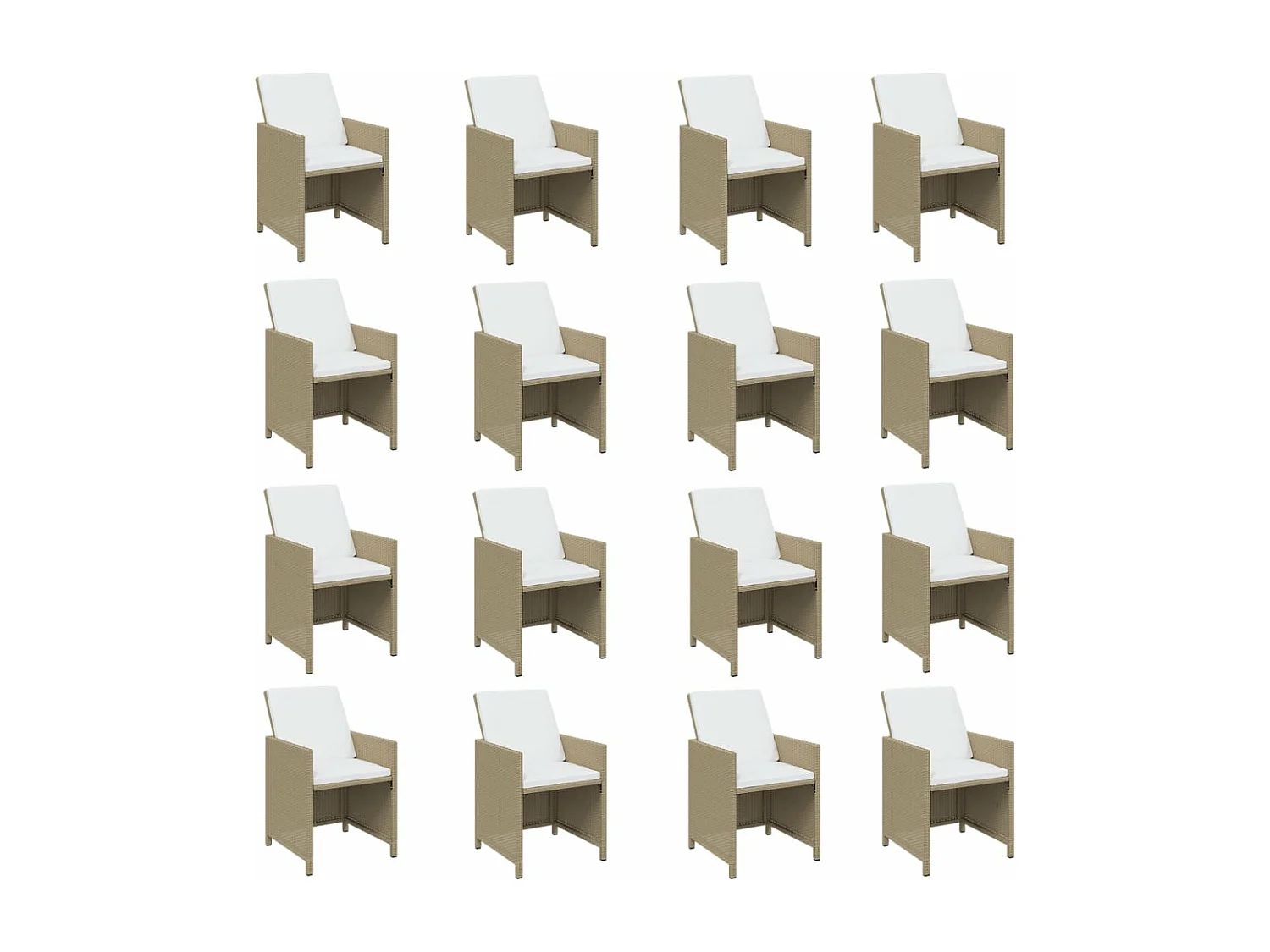 Juego comedor jardín 17 piezas con cojines ratán sintético beige