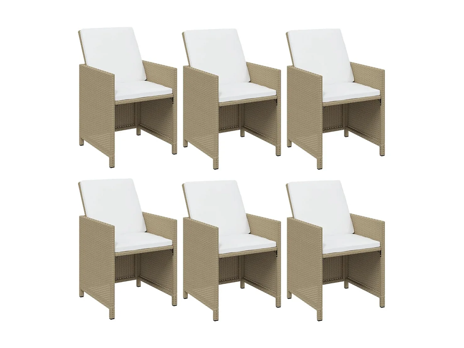 Juego comedor jardín 7 piezas con cojines ratán sintético beige