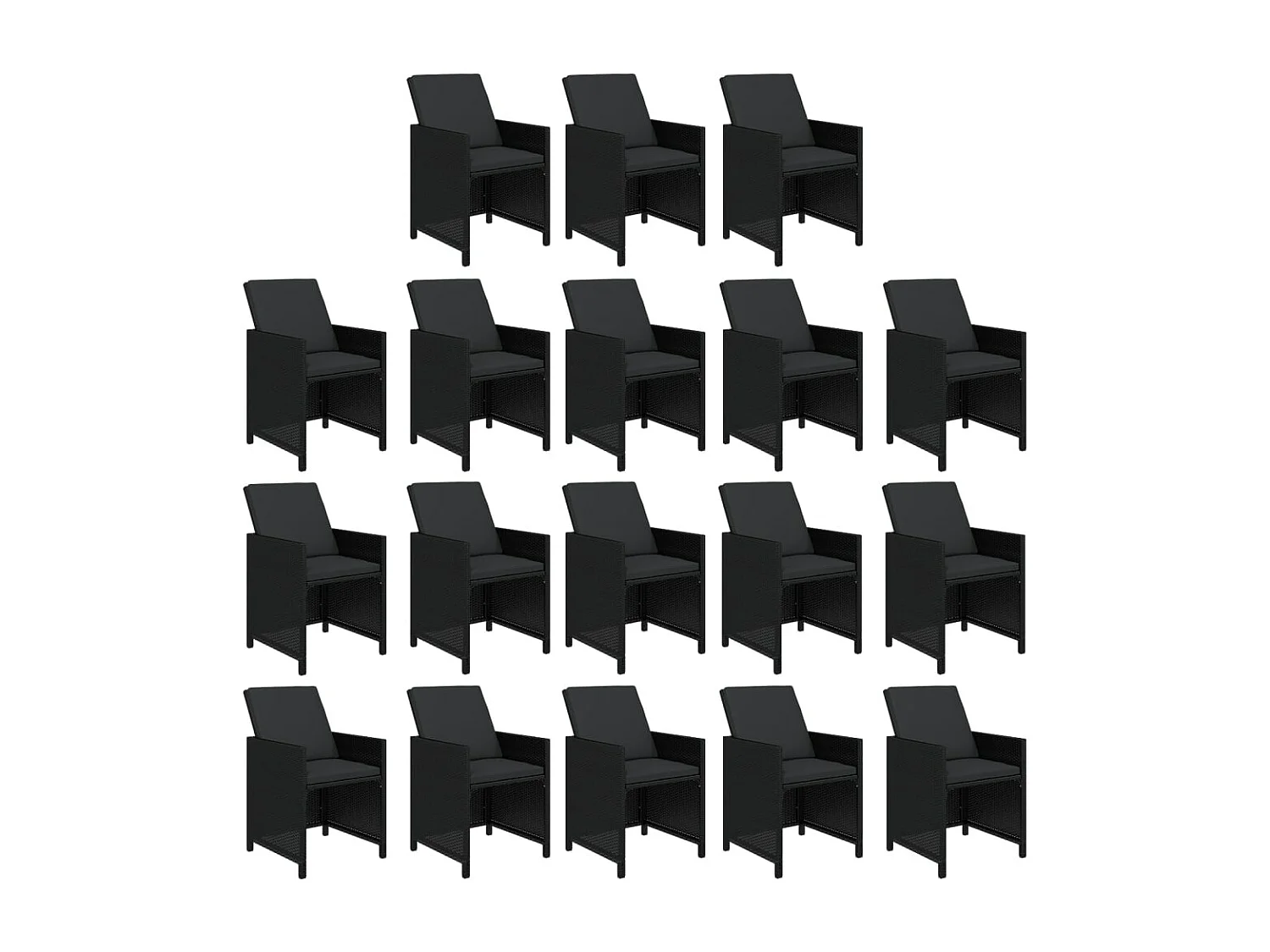 Set comedor de jardín 19 piezas con cojines ratán sintético negro