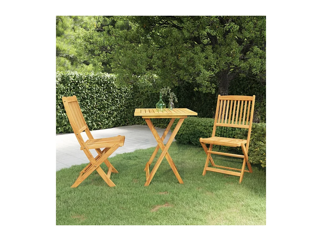 Mobilier à dîner de jardin pliable 3 pièces Bois d'acacia solide