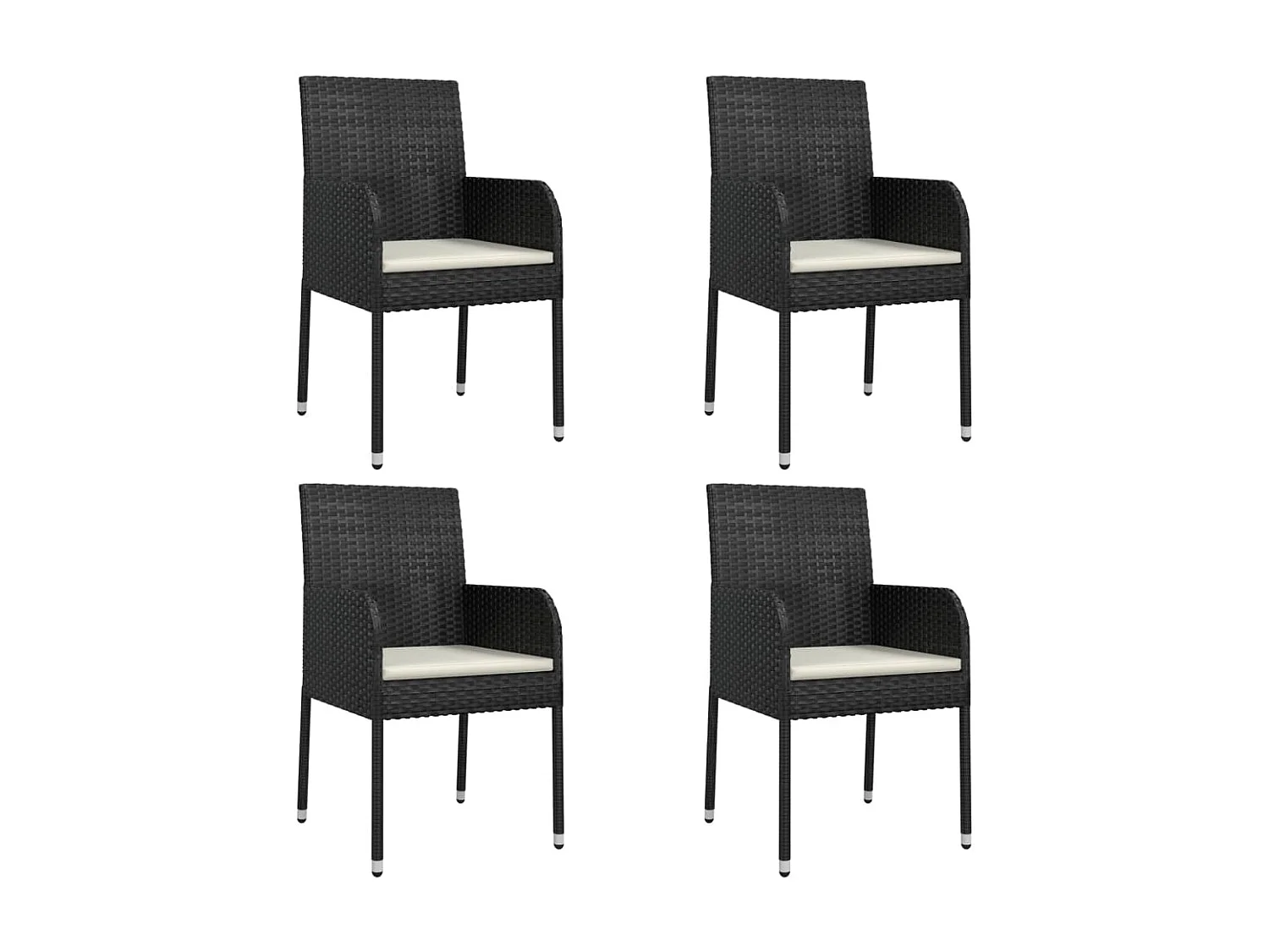 Set de muebles jardín 5 piezas con cojines ratán sintético negro