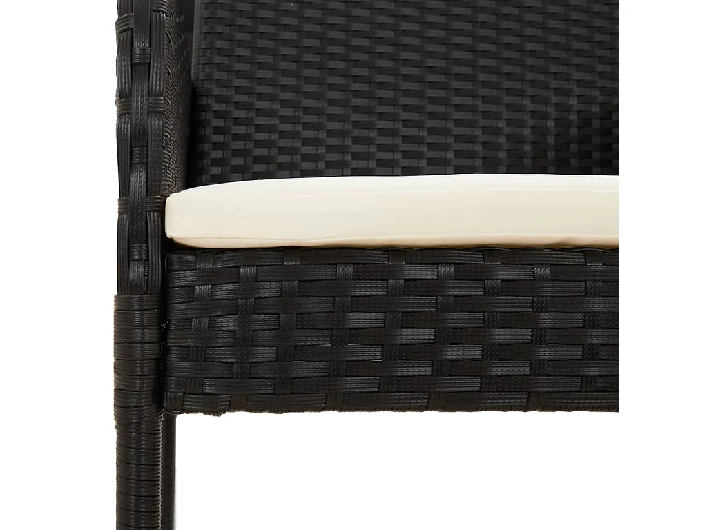 Set de muebles jardín 5 piezas con cojines ratán sintético negro