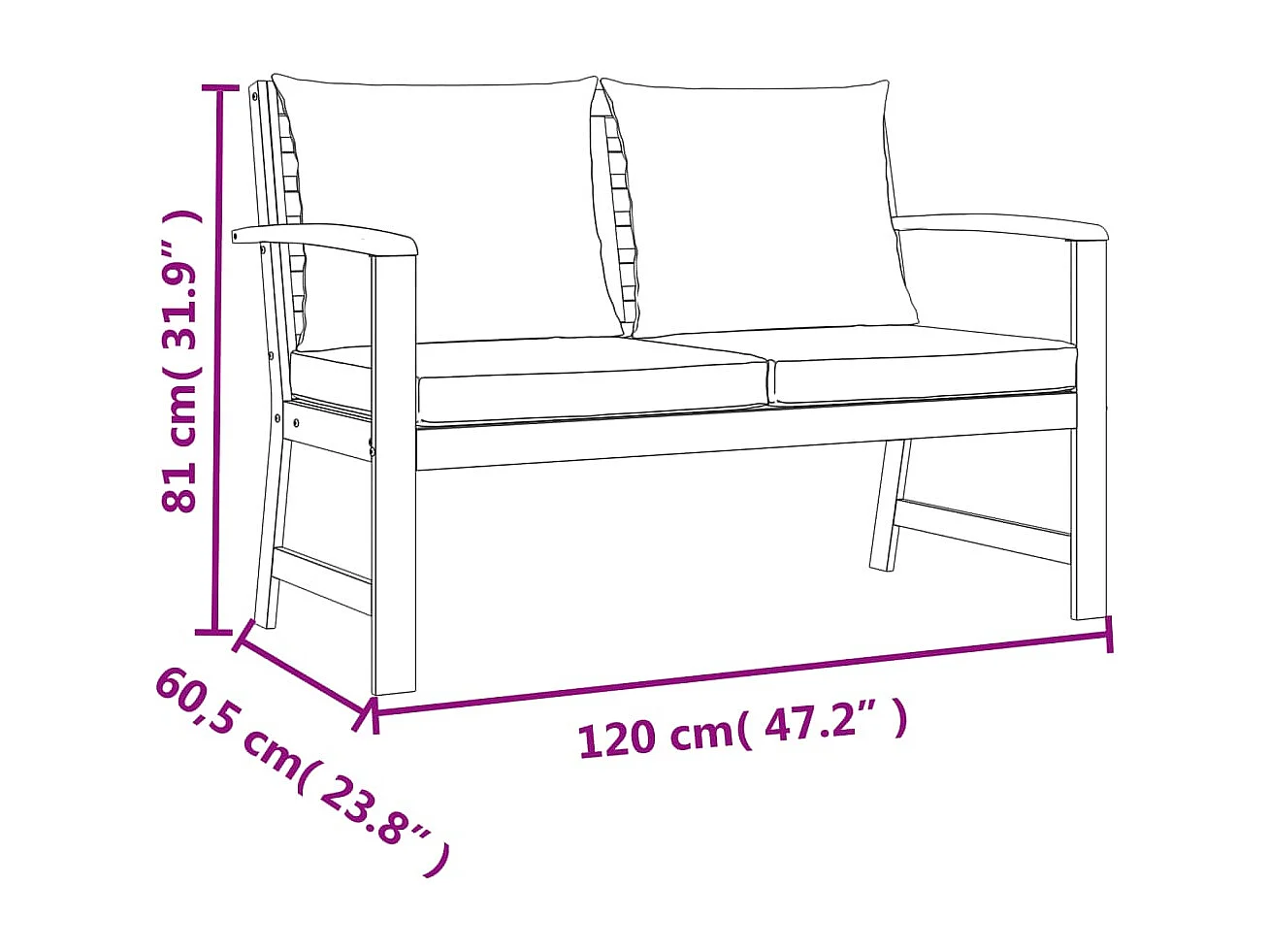 Juego comedor de jardín 4 piezas con cojines madera maciza acacia