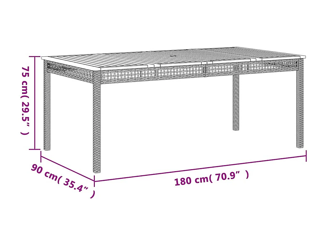 Set comedor de jardín 9 piezas con cojines ratán sintético beige