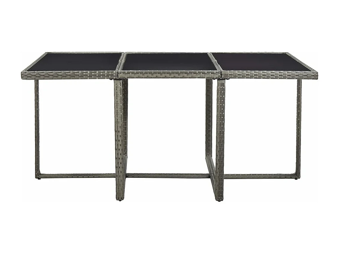 Mobilier à dîner de jardin 11 pièces et coussin Résine tressée Gris