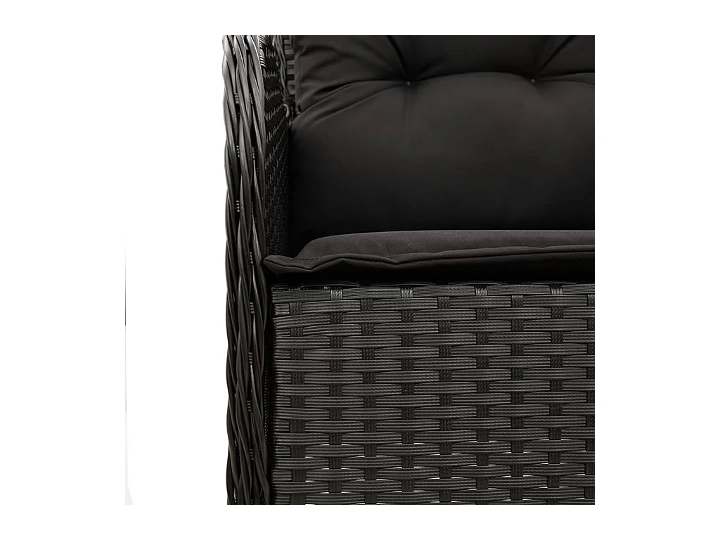 Ensemble à manger de jardin coussins 7 pièces Noir Résine tressée