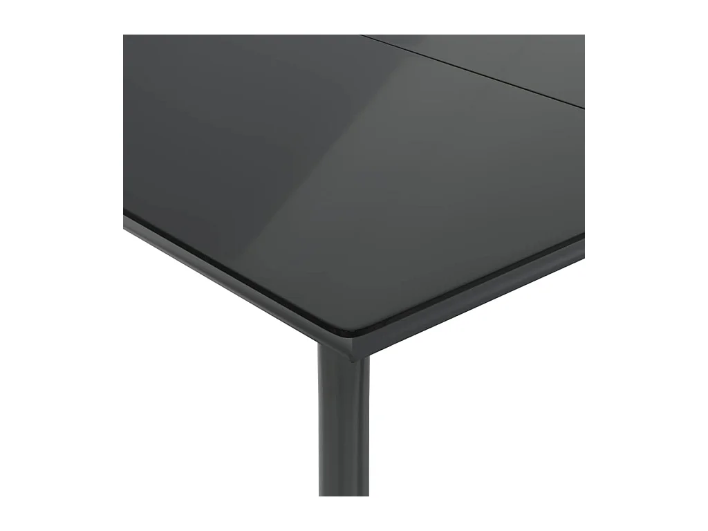 Ensemble à manger de jardin coussins 7 pièces Noir Résine tressée