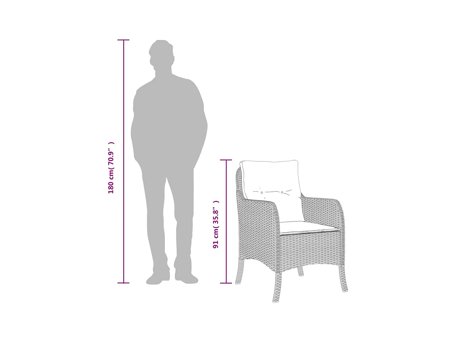 Ensemble à manger de jardin coussins 7 pièces Noir Résine tressée