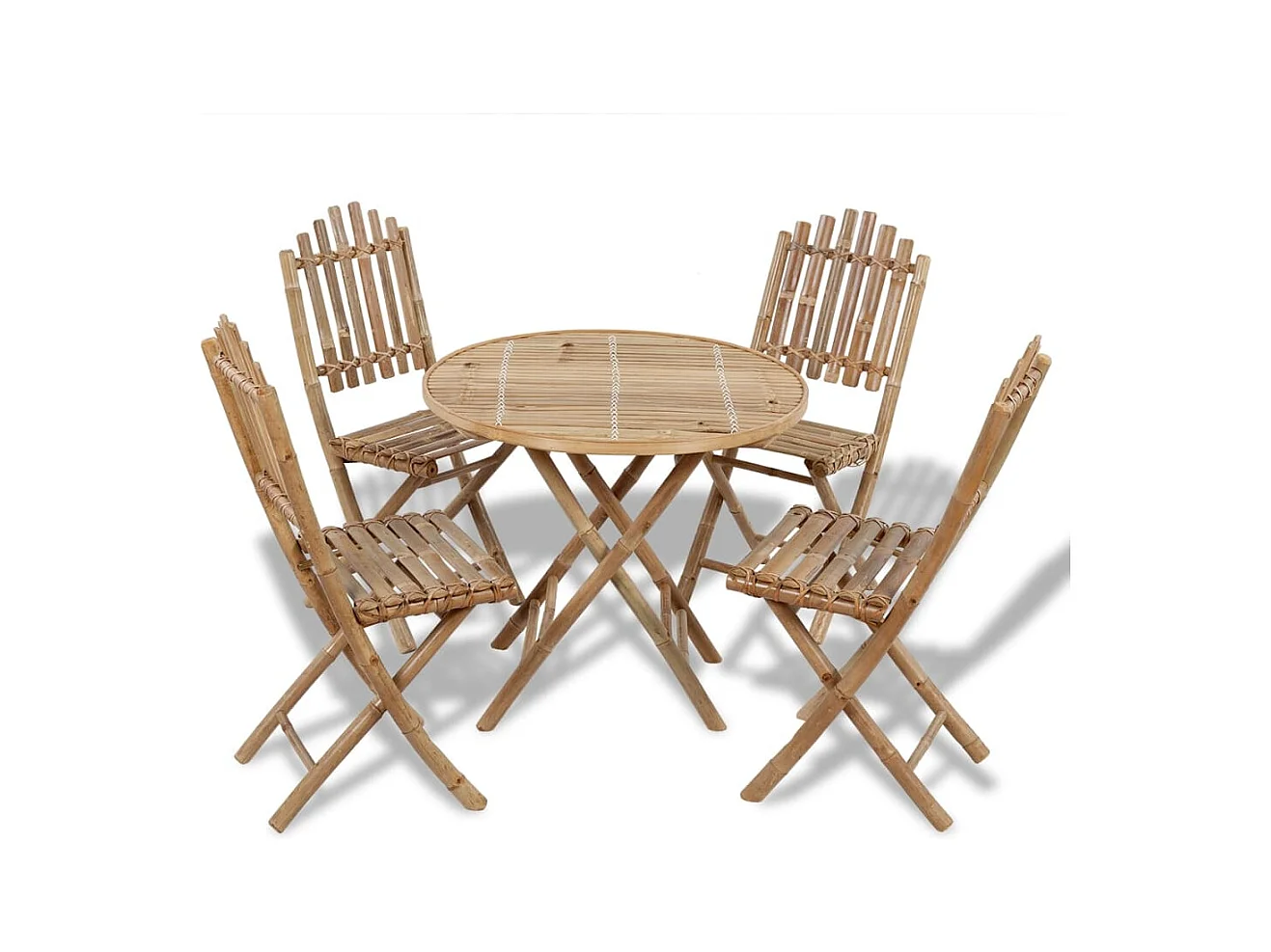 Mobilier à dîner d'extérieur pliable 5 pièces Bambou