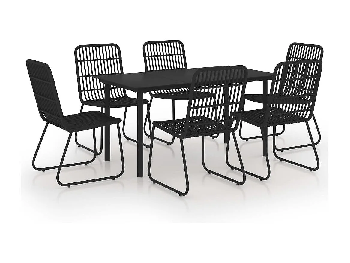 Juego de comedor para jardín 7 piezas ratán sintético y vidrio