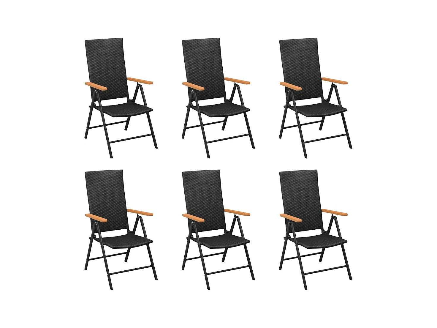 Juego de comedor para jardín 7 piezas negro y marrón
