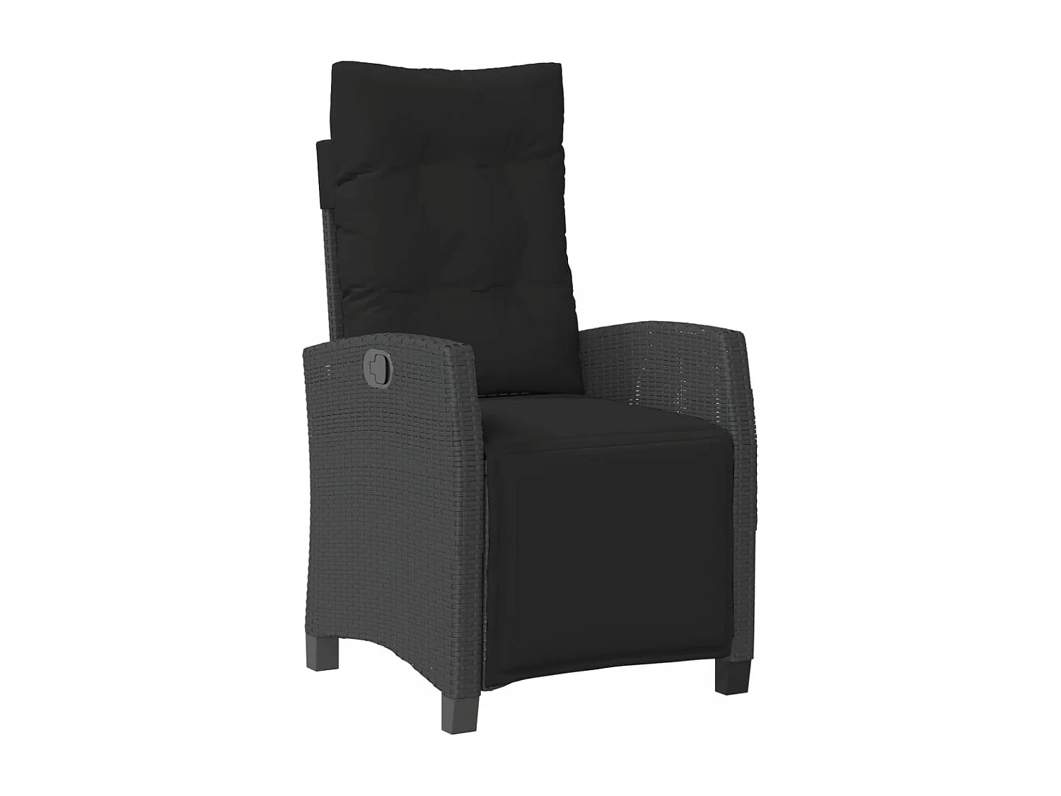 5 peças conjunto de jantar p/ jardim c/ almofadões vime PE preto