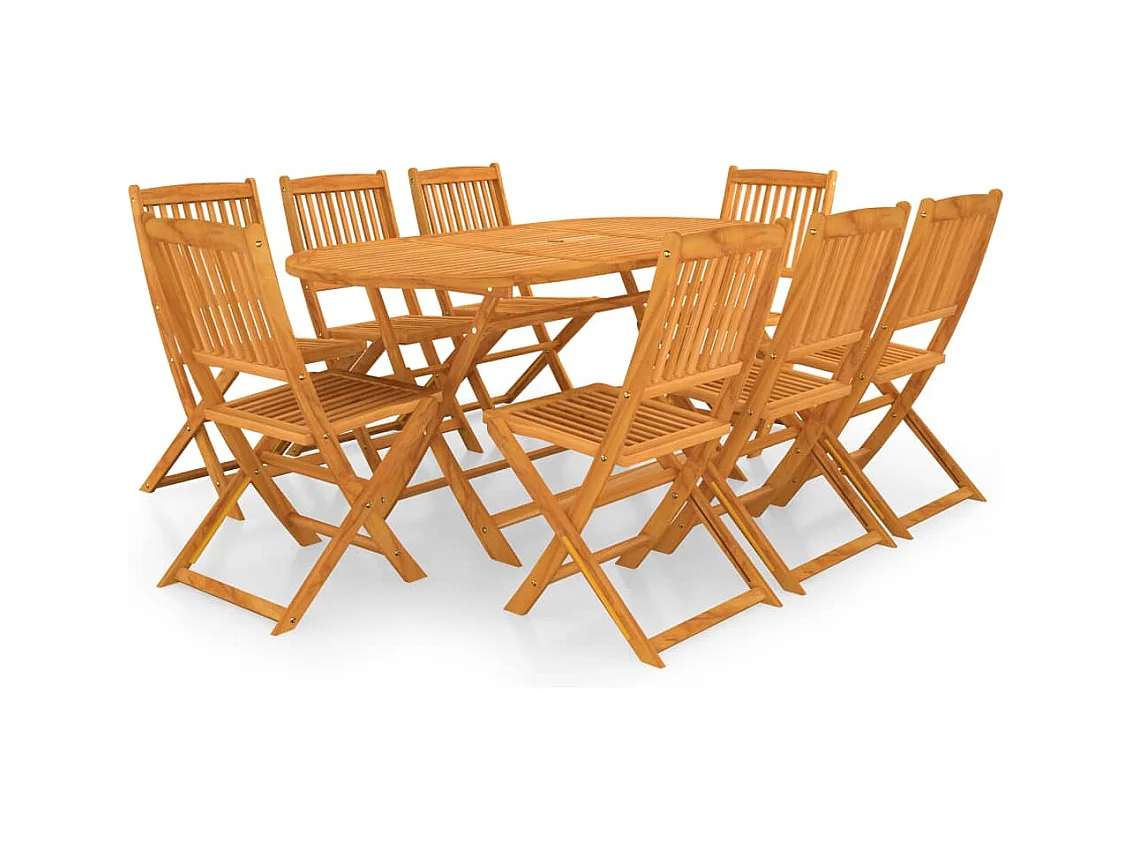 Mobilier à dîner de jardin pliable 9 pièces Bois d'acacia solide