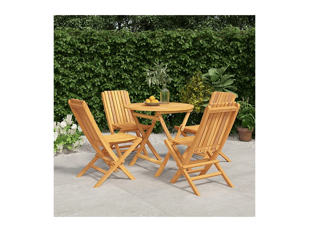 Ensemble à dîner de jardin 5 pièces Bois de teck massif