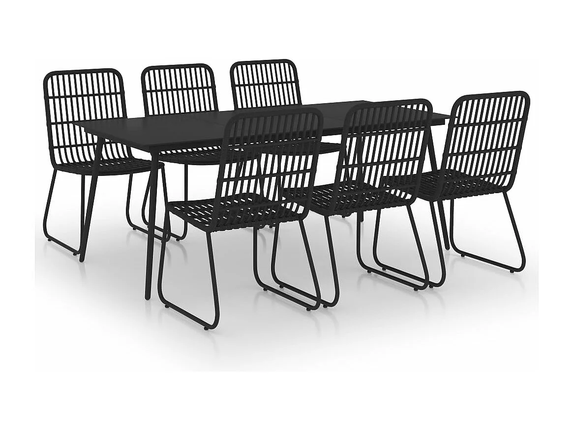 7-delige Tuinset poly rattan en glas