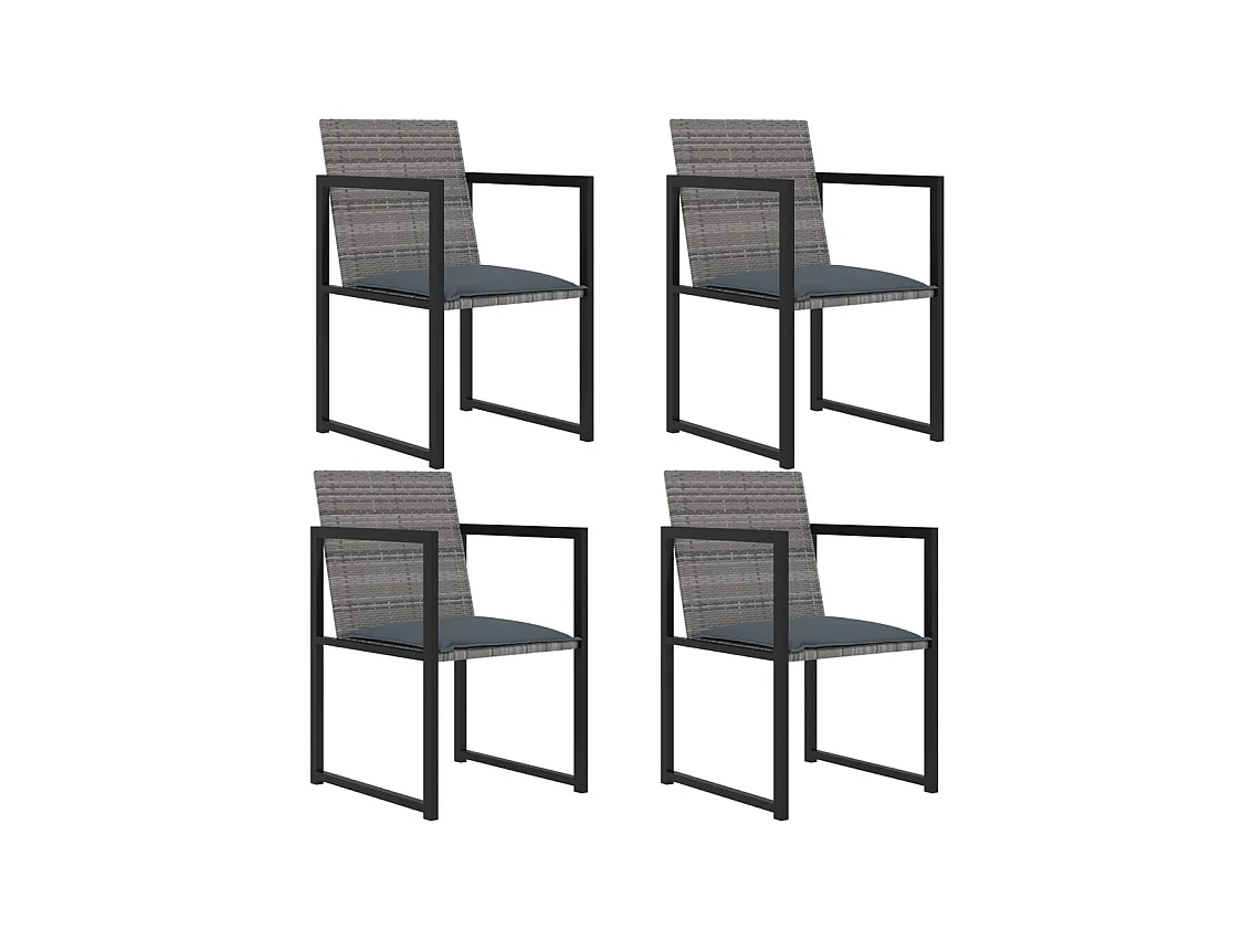 Mobilier à dîner de jardin 5 pièces et coussins résine tressée vris