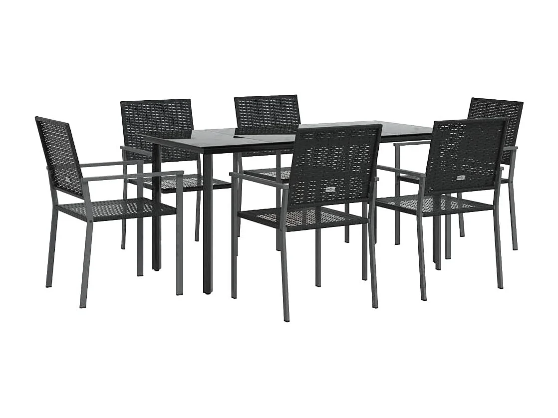 Juego de comedor para jardín 7 piezas ratán sintético y acero