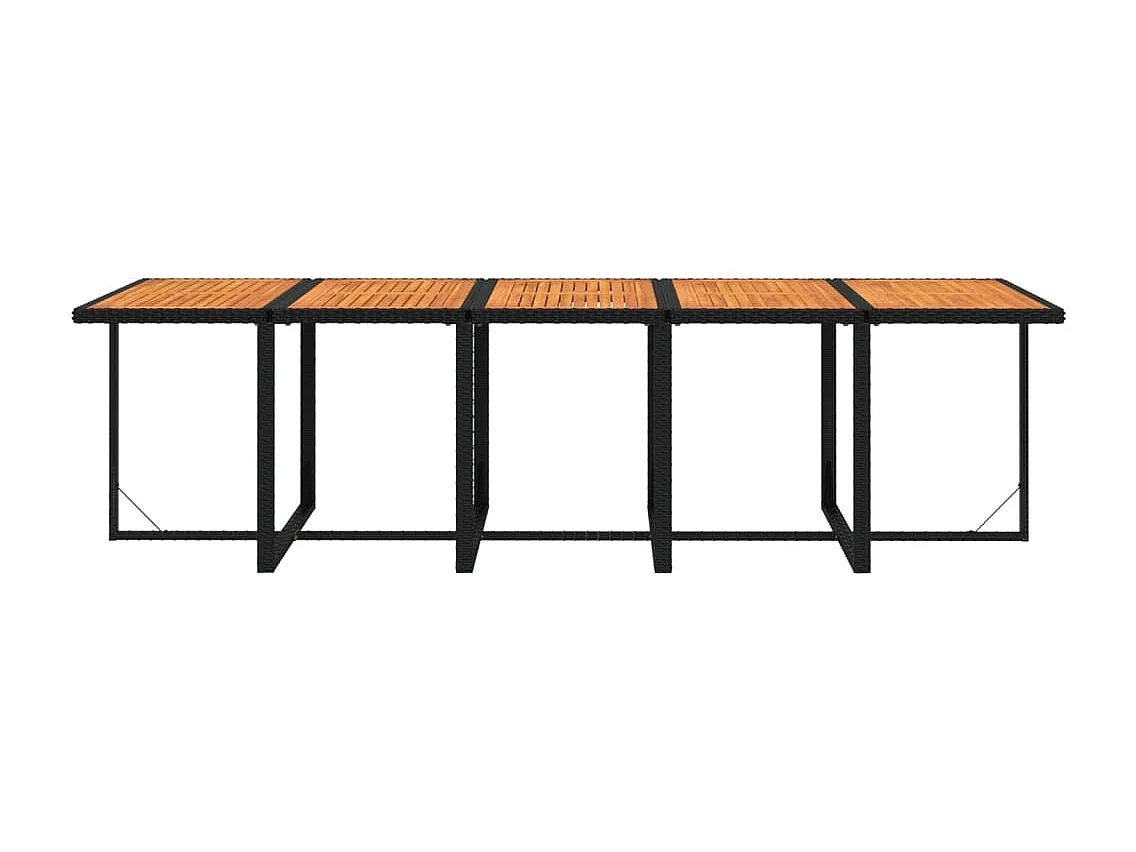 Juego comedor jardín 15 piezas con cojines ratán sintético negro