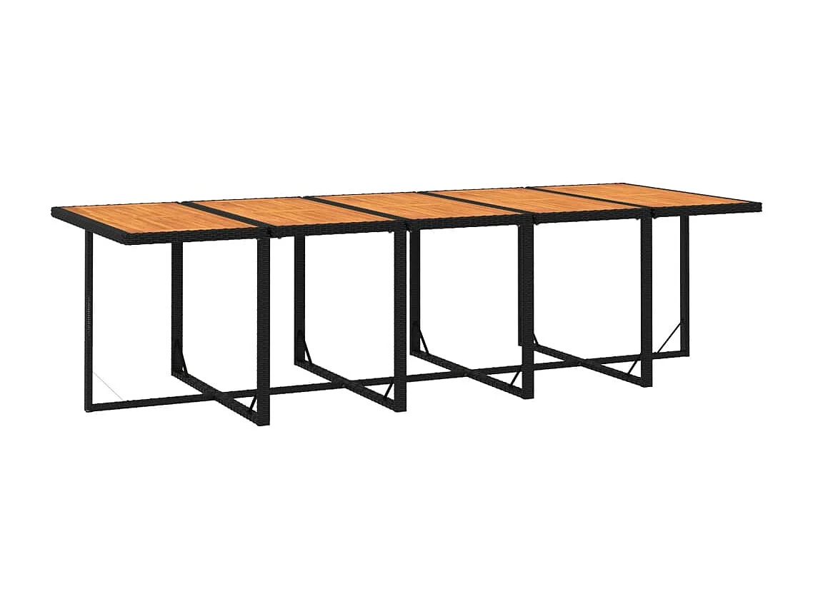 Juego comedor jardín 15 piezas con cojines ratán sintético negro