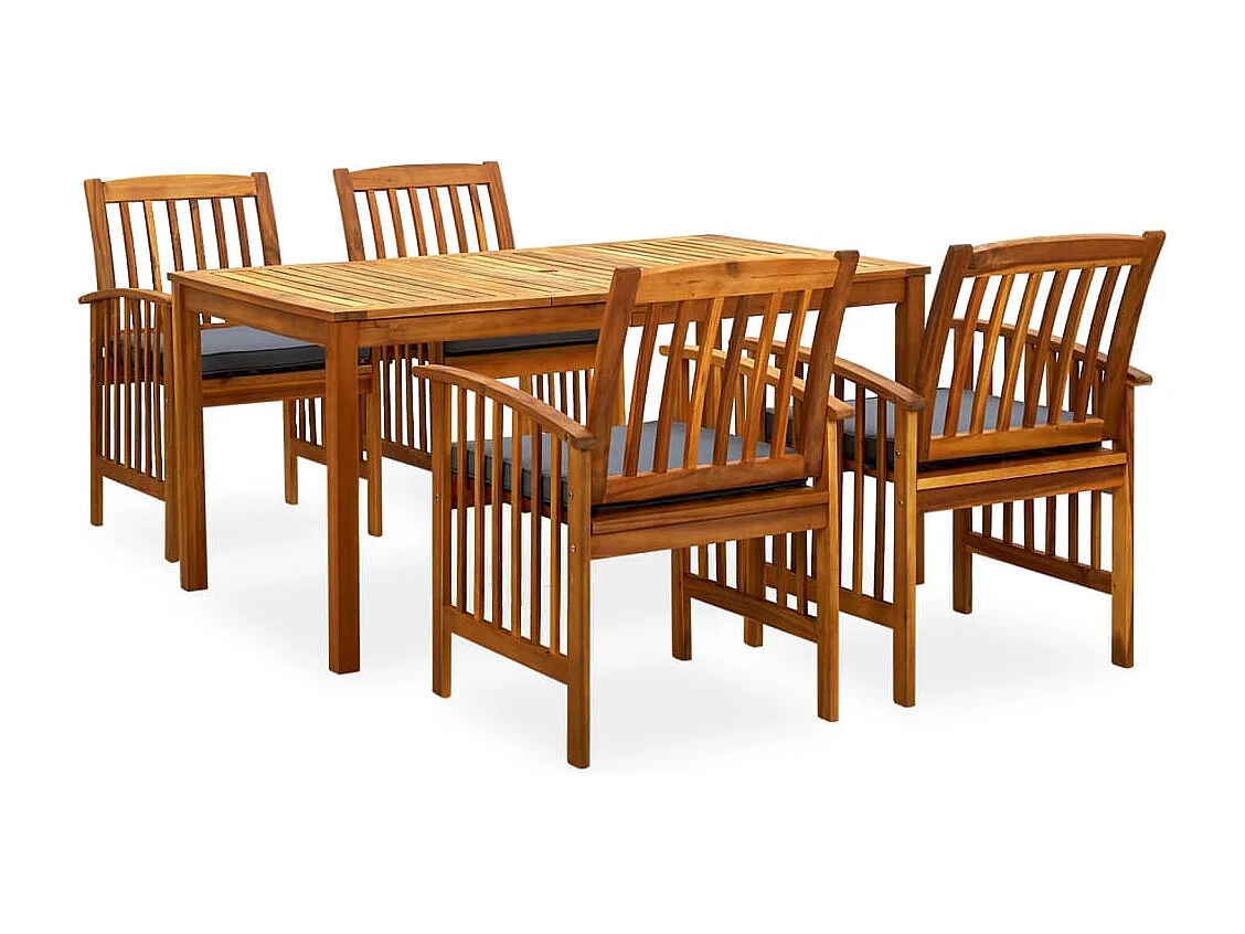 Mobilier à dîner d'extérieur 7 pièces et coussins Acacia solide