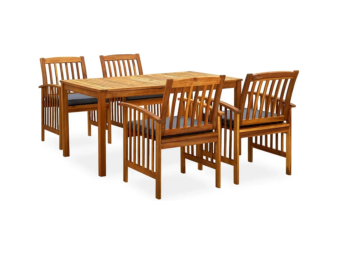 Mobilier à dîner d'extérieur 7 pièces et coussins Acacia solide
