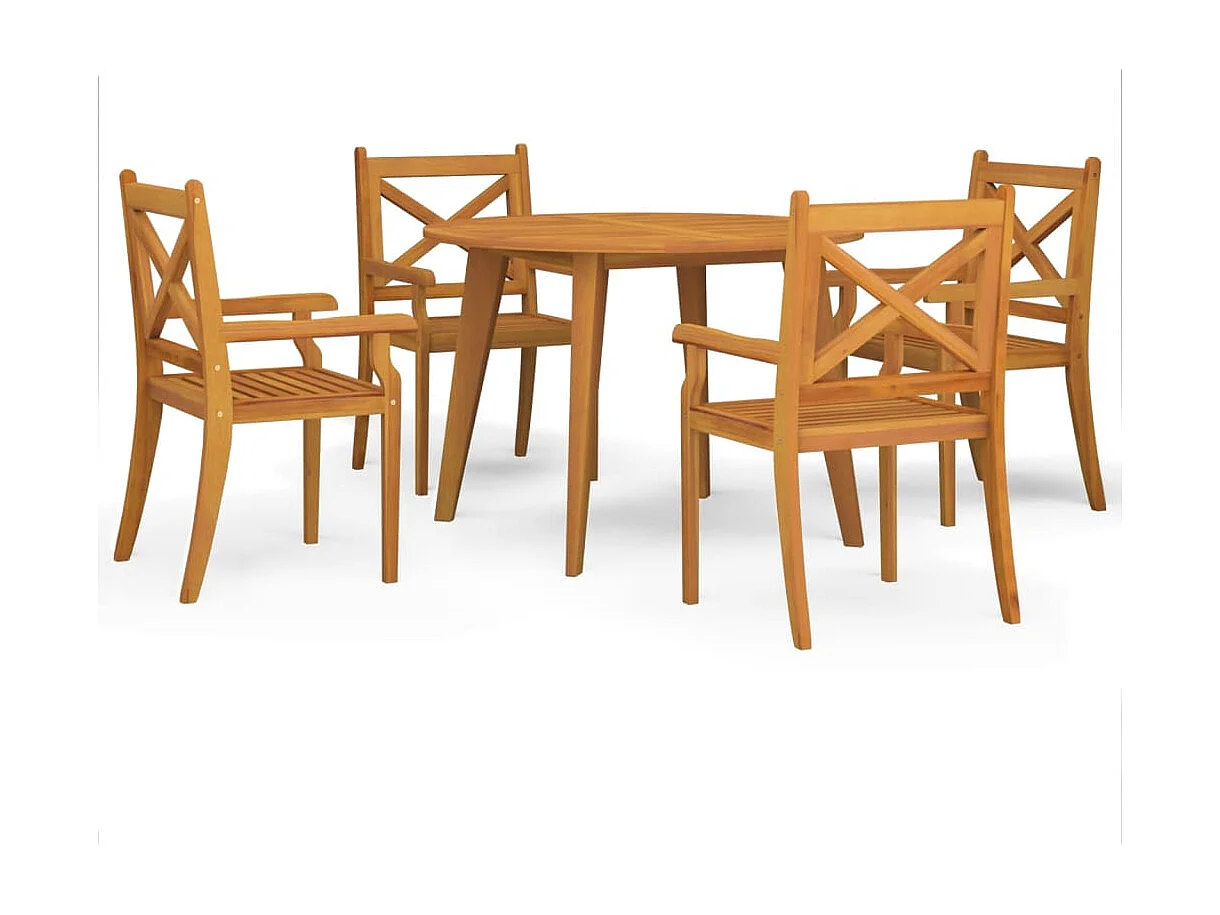 Ensemble de salle à manger de jardin 5 pièces Bois d'acacia solide