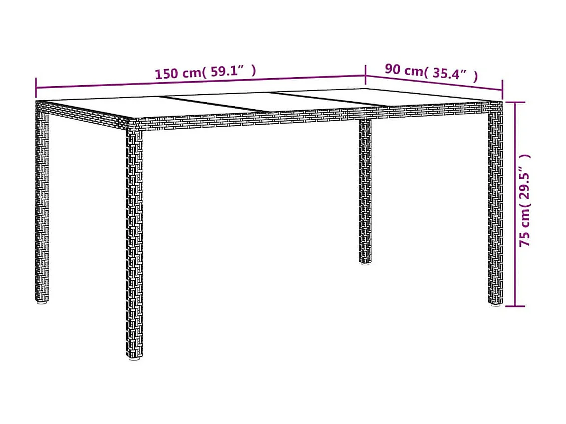 Set de comedor de jardín 7 piezas y cojines ratán sintético negro