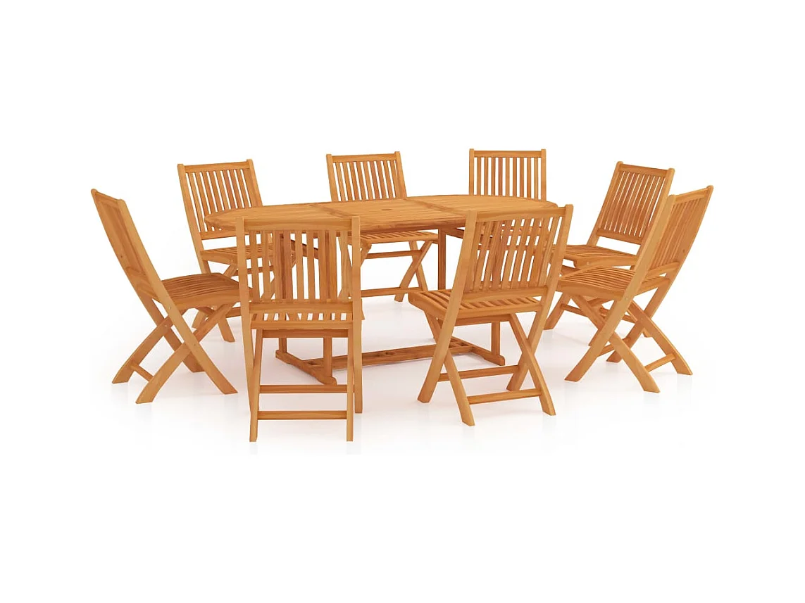 Ensemble de salle à manger de jardin 9 pièces Bois de teck massif