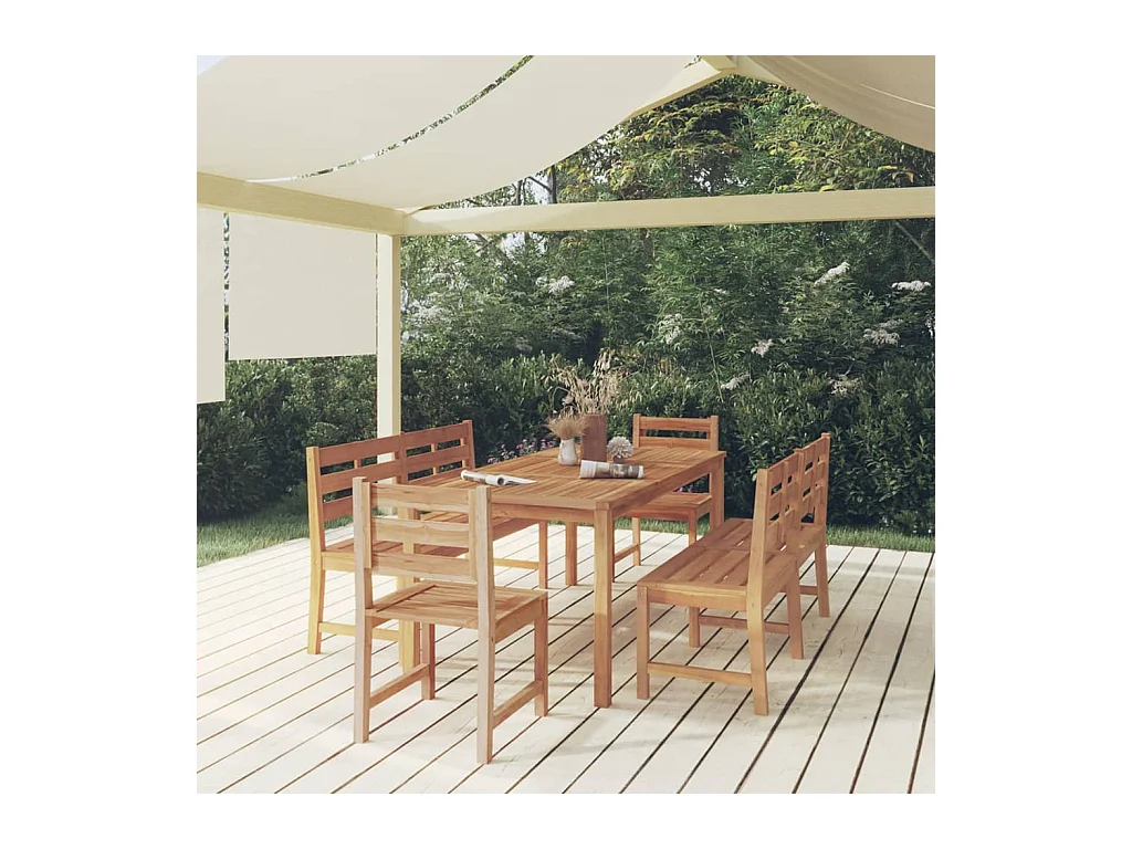 5 peças conjunto de jantar p/ jardim madeira de teca maciça
