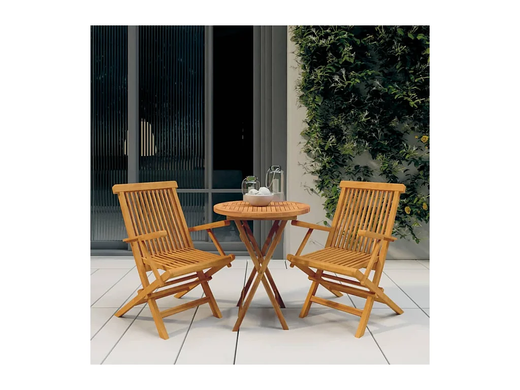 Ensemble de salle à manger de jardin 3 pièces Bois de teck massif