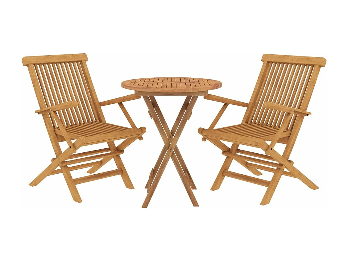 Ensemble de salle à manger de jardin 3 pièces Bois de teck massif