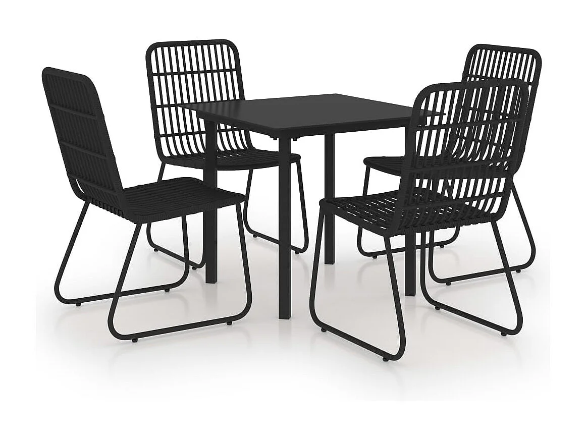 Juego de comedor para jardín 5 piezas ratán sintético y vidrio