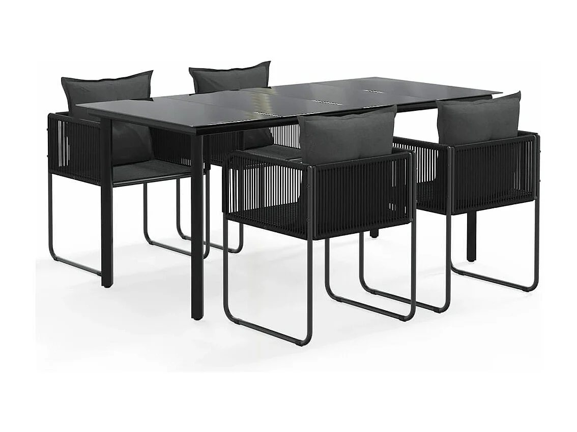 Ensemble de salle à manger de jardin 5 pièces Noir