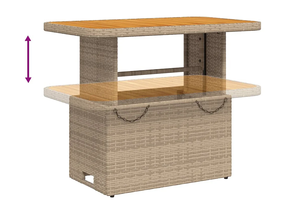 Set comedor de jardín 2 piezas con cojines ratán sintético beige