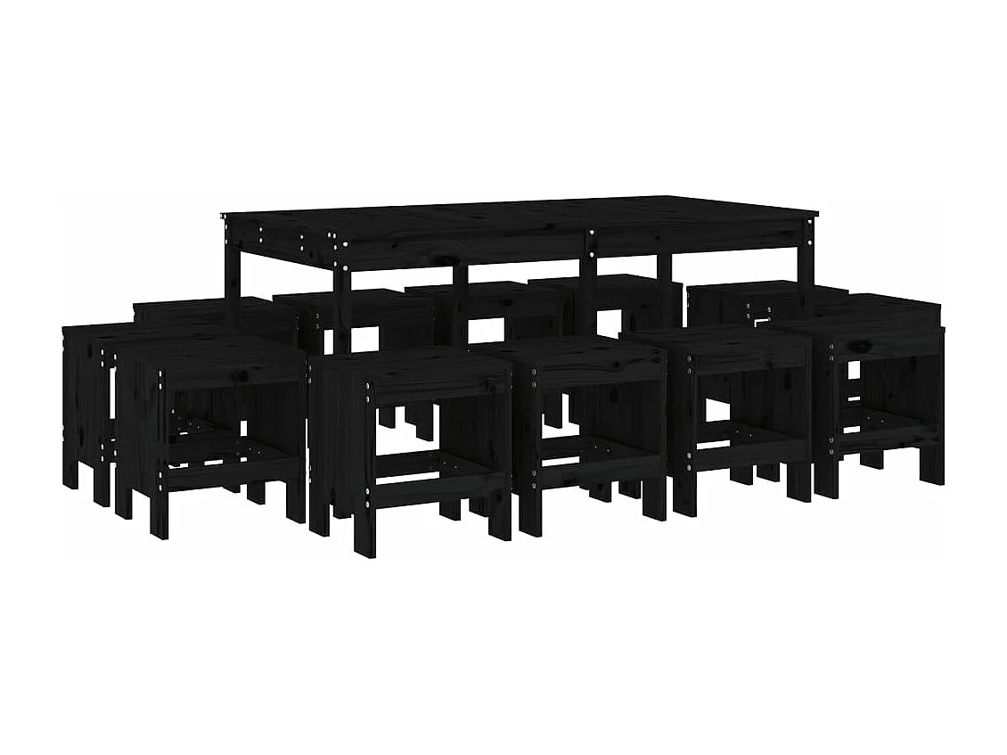 13 peças conjunto de jantar para jardim pinho maciço preto