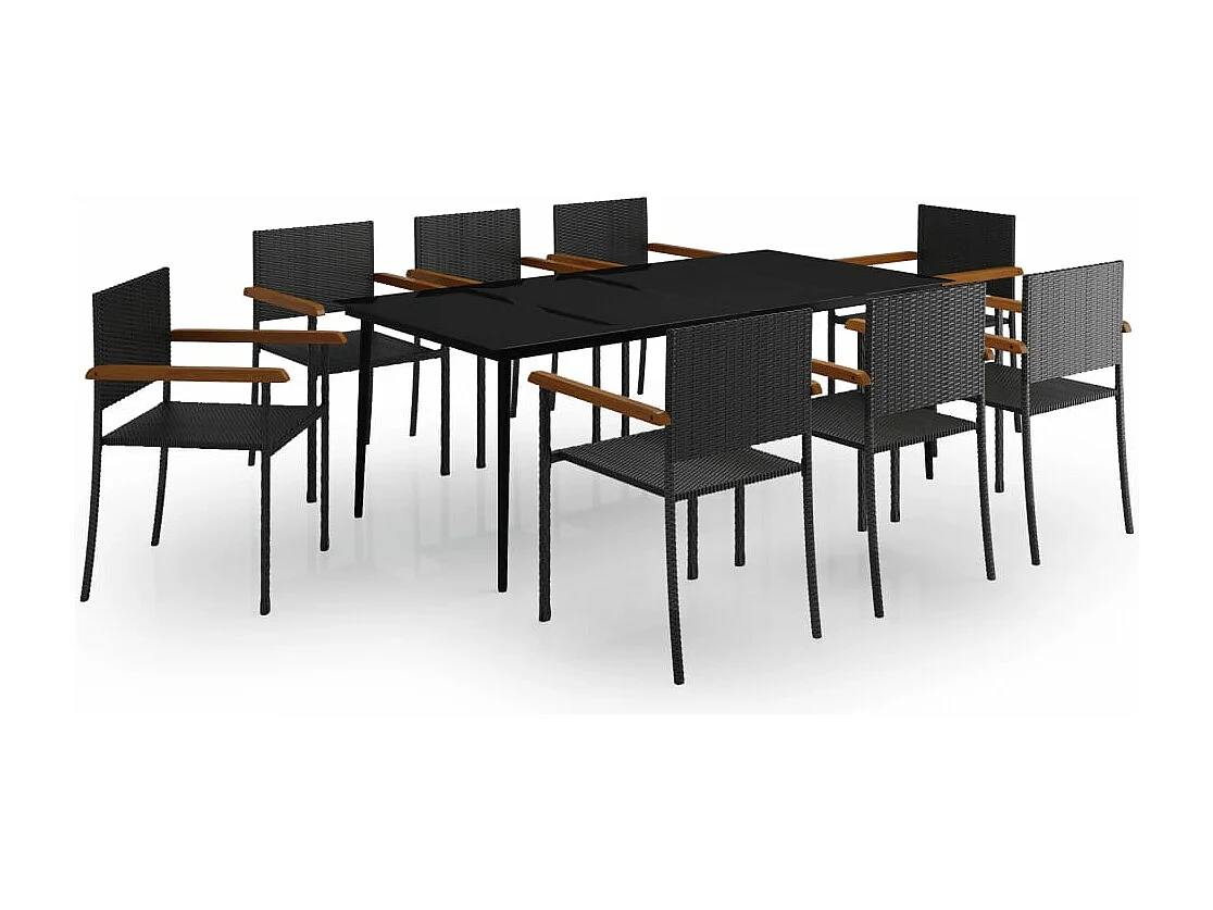 Juego de comedor de jardín 9 piezas negro