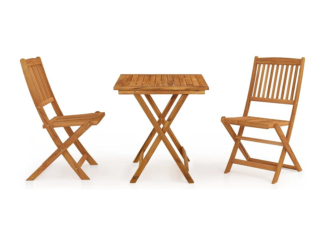 Mobilier à dîner de jardin pliable 3 pièces Bois d'acacia solide