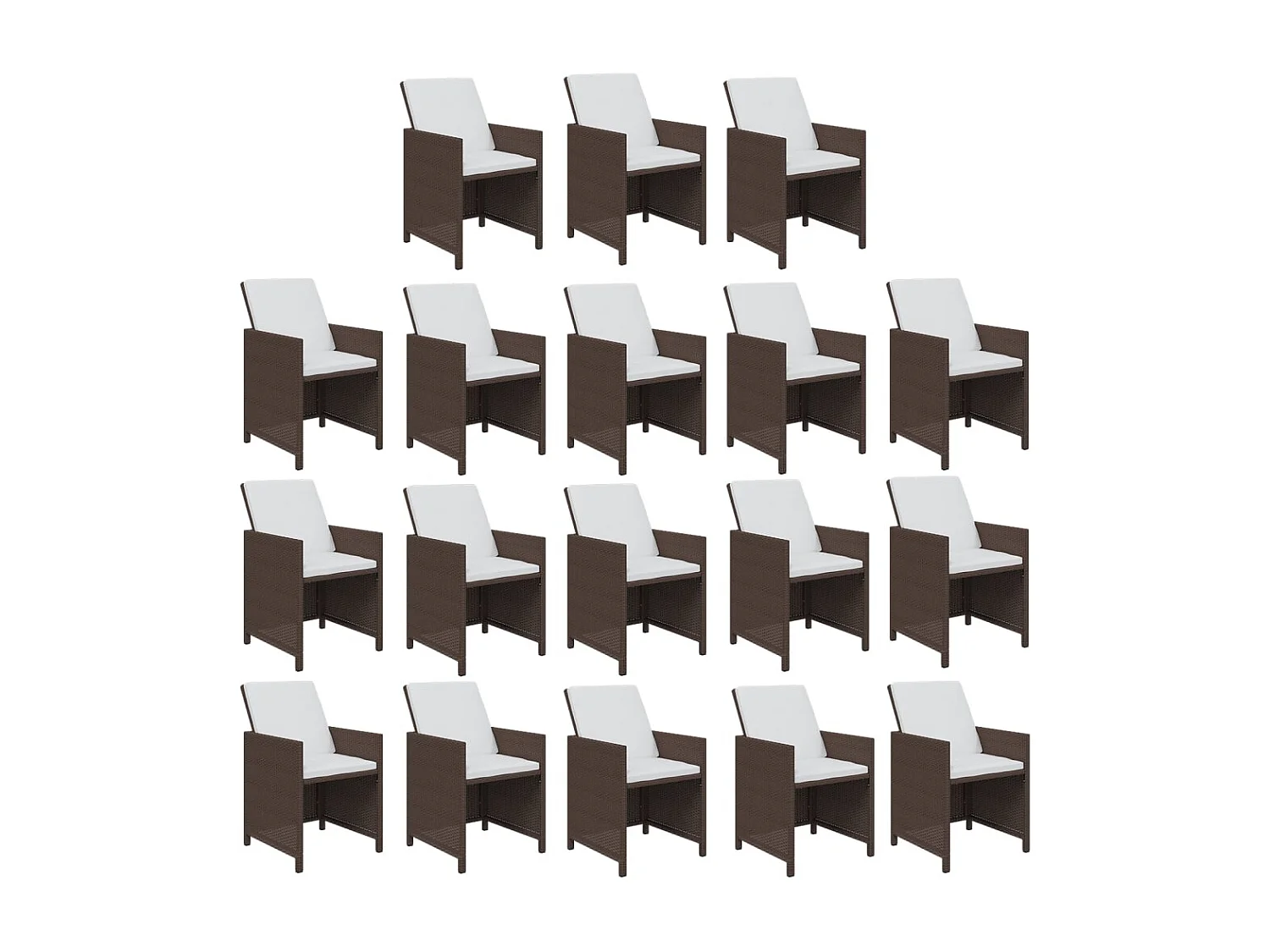 Ensemble à dîner de jardin coussins 19 pièces Résine tressée Marron