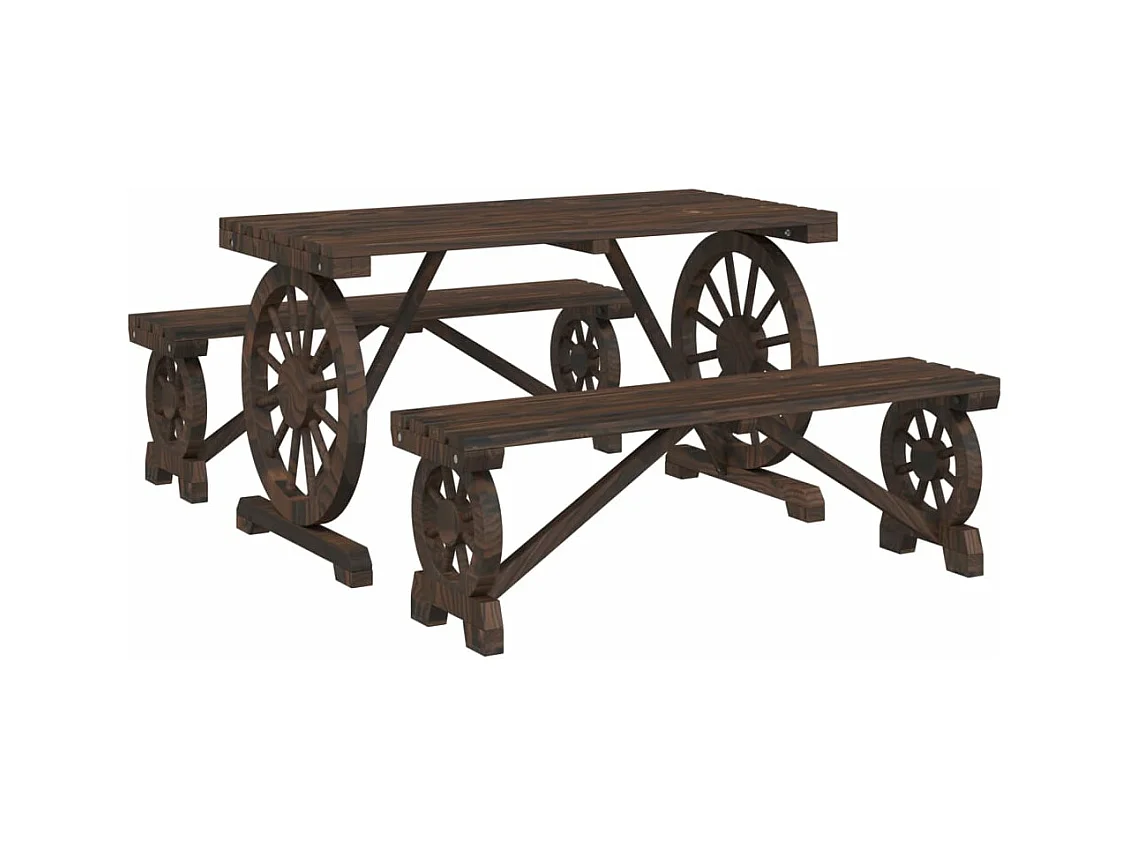 Ensemble à manger de jardin 3 pièces bois de sapin massif