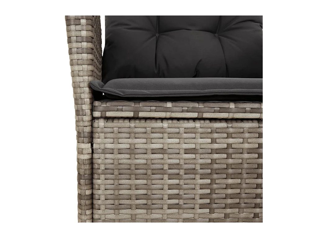 Ensemble à manger de jardin 9 pièces coussins gris résine tressée