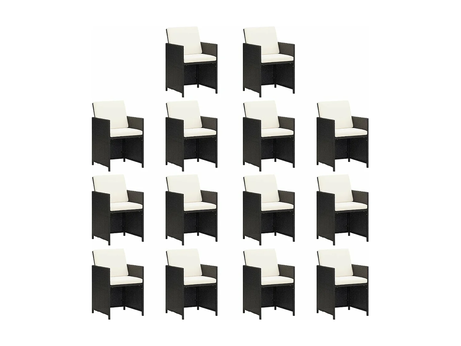 Set de comedor jardín 15 piezas con cojines ratán sintético negro