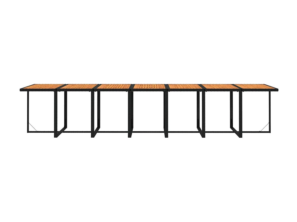 Set de comedor jardín 15 piezas con cojines ratán sintético negro