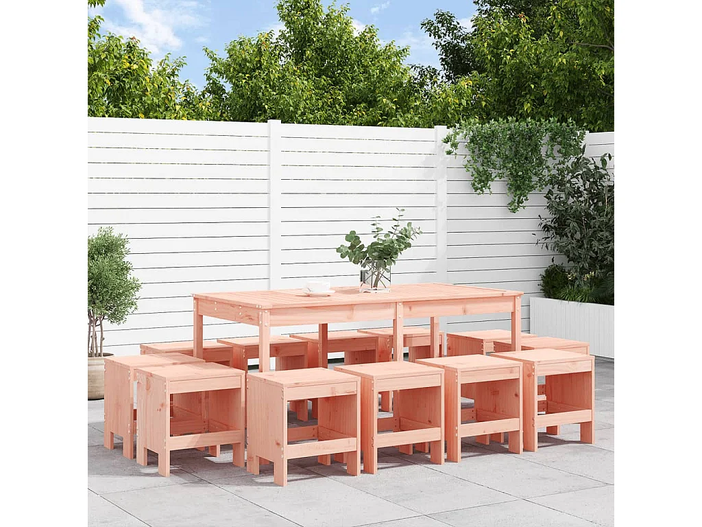 Juego de comedor de jardín 13 piezas madera maciza abeto Douglas