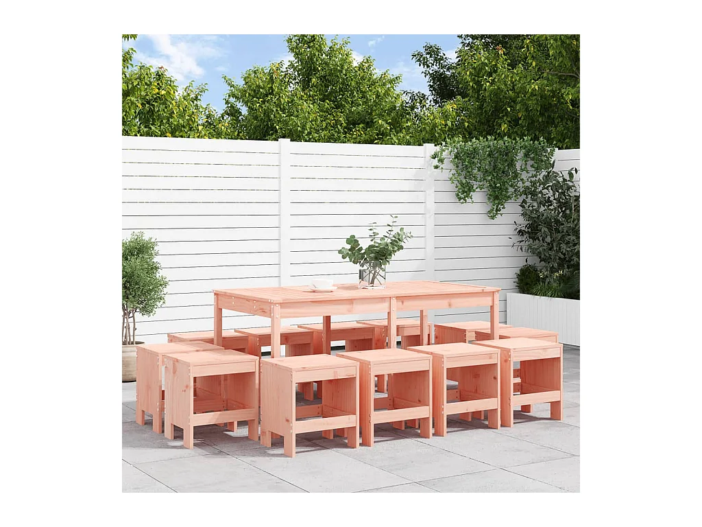 Ensemble à dîner de jardin 13 pièces bois massif de Douglas