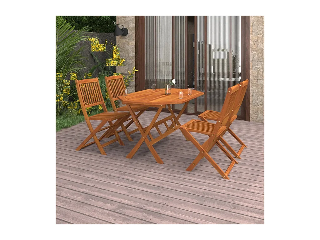 Mobilier à dîner de jardin 5 pièces Bois d'acacia solide